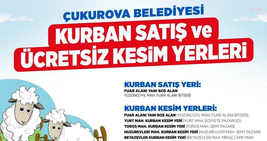 Çukurova’da Kurban Satış ve Kesim Yerleri Belirlendi Çukurova Belediyesi, yaklaşan Kurban Bayramı öncesinde yetki ve sorumluluk alanlarında