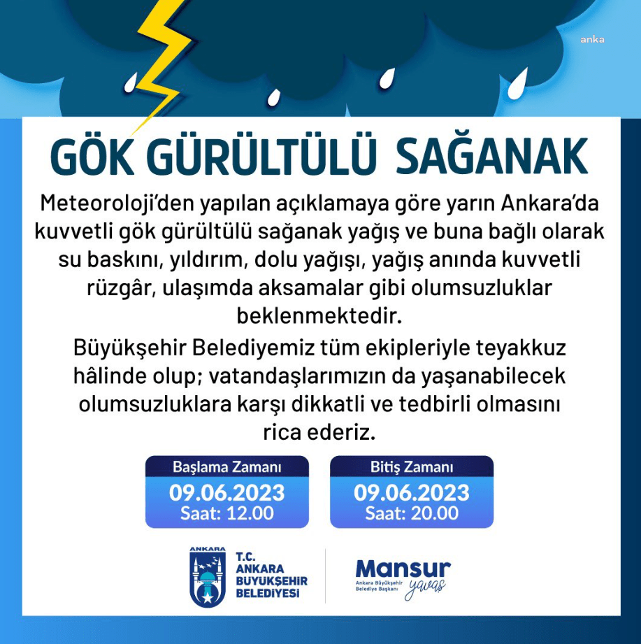 Ankara Büyükşehir Belediye (ABB) Başkanı Mansur Yavaş, “Bugün meydana gelmesi