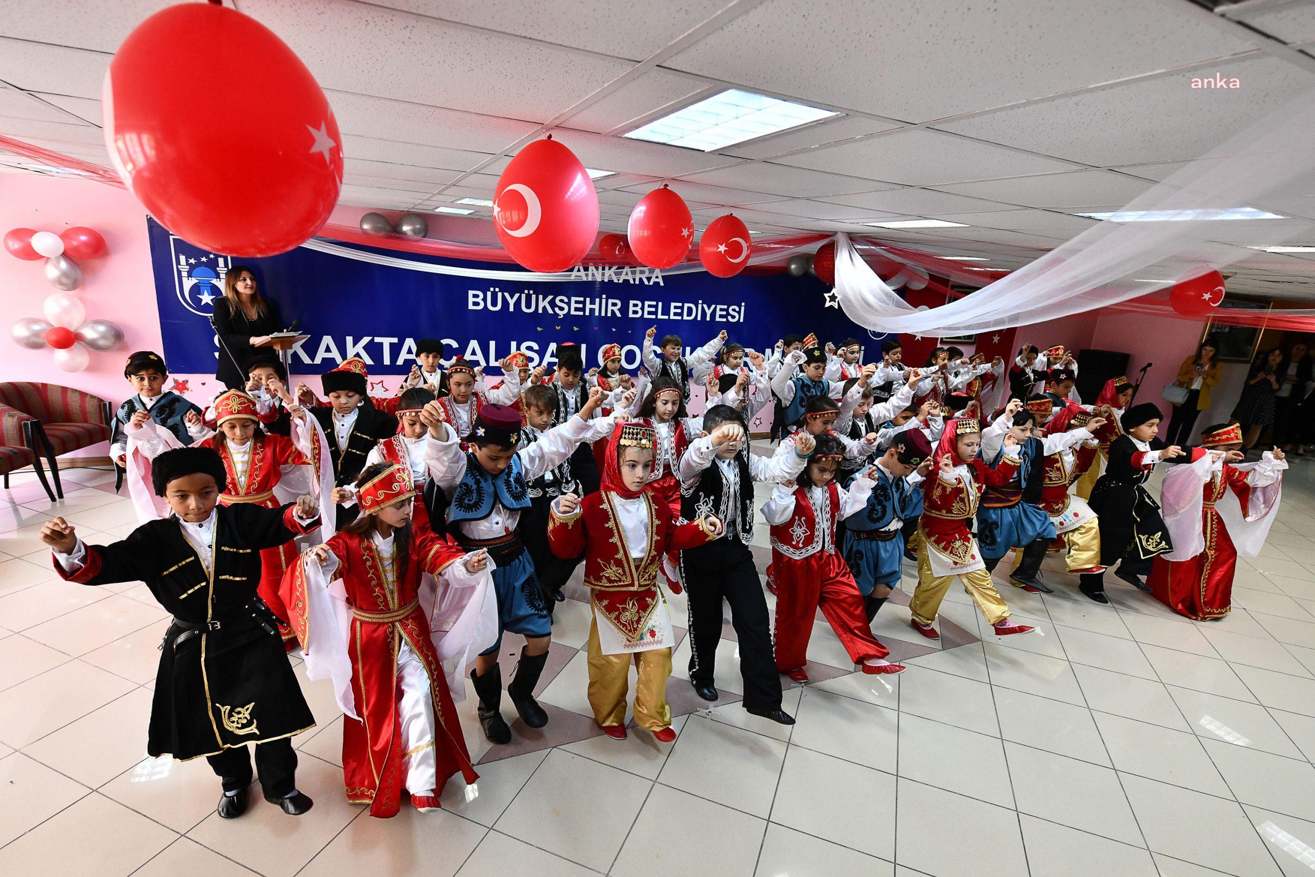 Ankara Büyükşehir Belediyesi Sokakta Çalışan Çocuklar Merkezi’nde eğitim alan çocuklar,