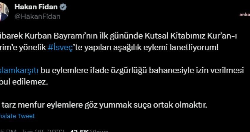 Dışişleri Bakanı Hakan Fidan, “Mübarek Kurban Bayramı’nın ilk gününde kutsal