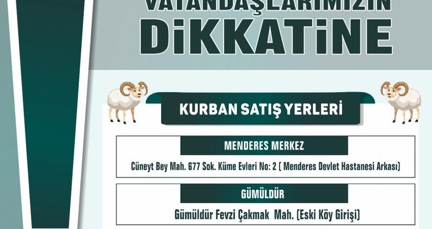 Menderes’te Kurban Bayramı öncesi kurbanlık satışı ve kesim yerleri belli