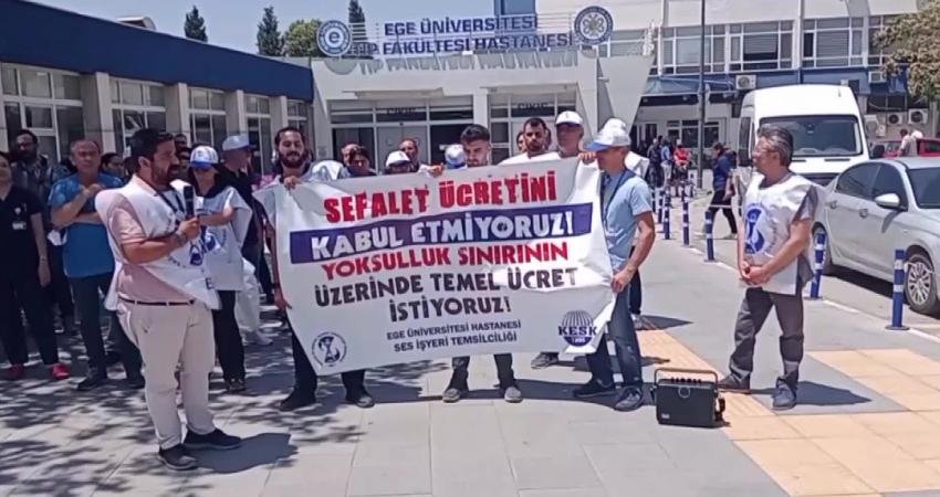 SES İzmir Şubesi üyeleri, yoksulluk sınırının üzerinde temel ücret talebiyle