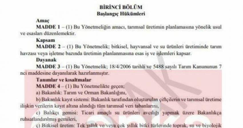 İktidarın yeni hazırladığı tarımsal yönetmelik taslağına ANKA ulaştı. Yönetmelikle Türkiye’nin