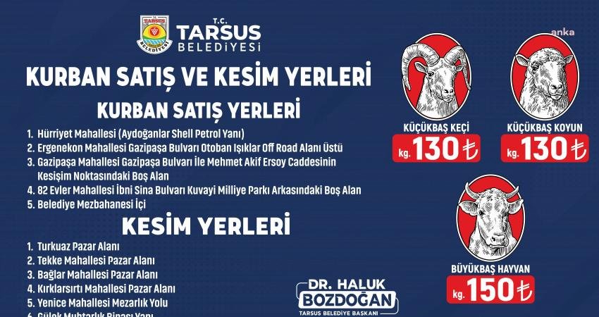 Yaklaşan Kurban Bayramı dolayısıyla Tarsus’ta kurbanlık fiyatları ile satış ve