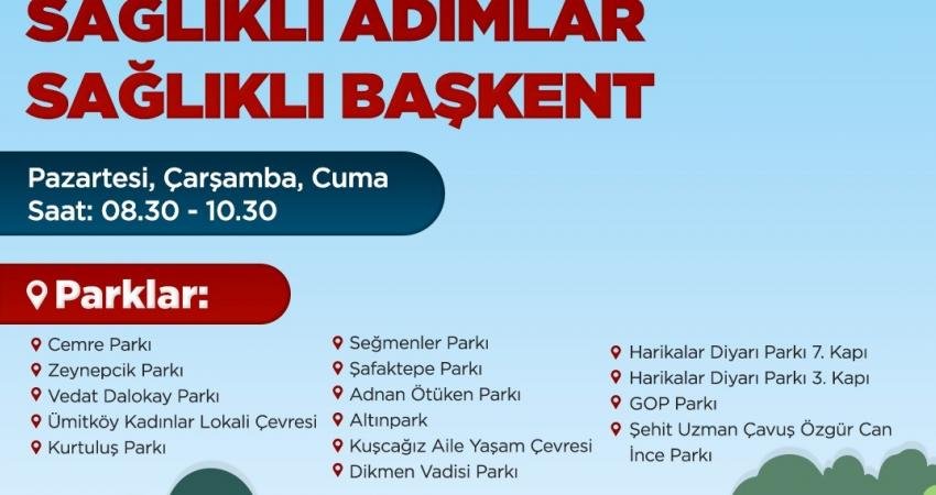 Ankara Büyükşehir Belediyesi'nin ‘Sağlıklı Adımlar Sağlıklı Başkent’ sloganıyla parklarda düzenlediği Parklarda