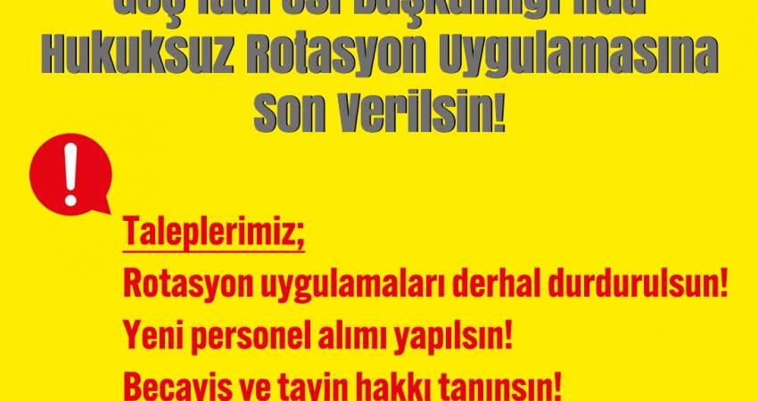 Büro Emekçileri Sendikası: “Göç İdaresi’ndeki Rotasyon Uygulamaları Derhal Durdurulsun, Yeni Personel Alımı Yapılsın” Büro Emekçileri Sendikası (BES), Göç İdaresi Başkanlığı’nda rotasyon uygulamasına son