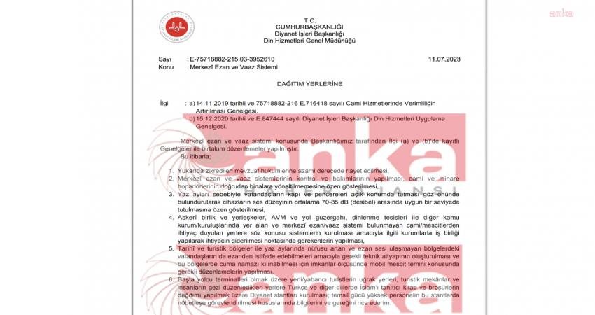 Diyanet İşleri Başkanlığı, 81 il müftülüğüne; “Tarihi ve turistik bölgelerde