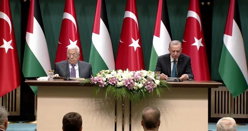 Cumhurbaşkanı Recep Tayyip Erdoğan, Filistin Devlet Başkanı Mahmud Abbas ile