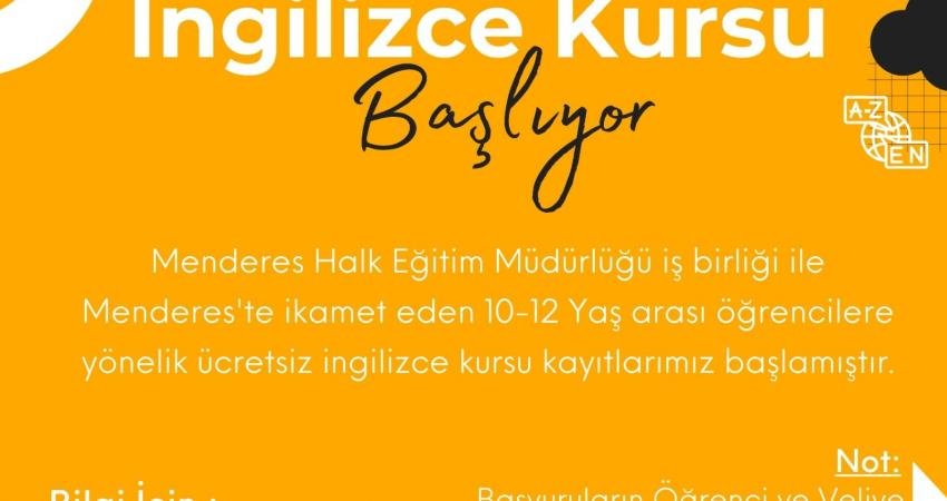Menderes Belediyesi tarafından başlatılacak ücretsiz İngilizce kursu için kayıtlar alınmaya