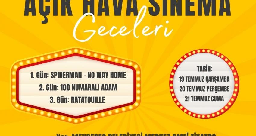 Menderes Belediyesi tarafından ilçe merkezinde '3 Gün 3 Film' açık
