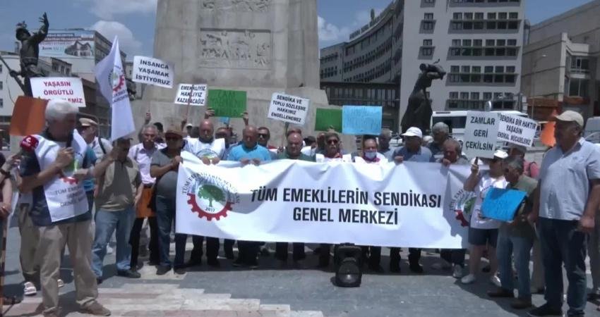 Tüm Emeklilerin Sendikası (Tüm Emekli-Sen), emekli maaşlarına yapılan zammı Ankara’da