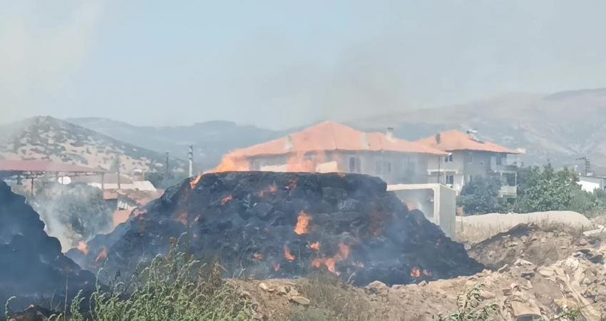 Aydın'ın Karacasu ilçesinde meydana gelen saman yangınında 150 bin lira