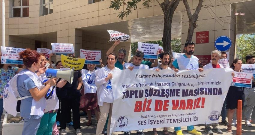 Sağlık ve Sosyal Hizmet Emekçileri Sendikası (SES) üyeleri Atatürk Eğitim