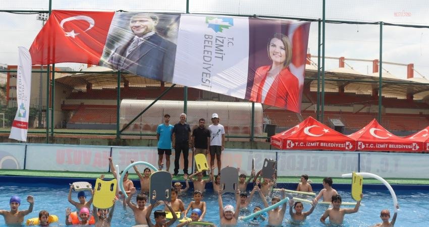 İzmit Belediyesi, Cephanelik Spor Tesisleri’nin yanında portatif havuz kurulumunu tamamlayarak