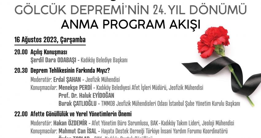 Kadıköy Belediyesi, 17 Ağustos Gölcük Depremi’nin 24. yılında depremde hayatını