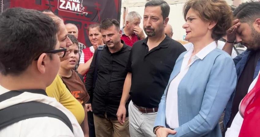 CHP İstanbul İl Başkanı Canan Kaftancıoğlu, İstanbul Avcılar'da kurulan pazar