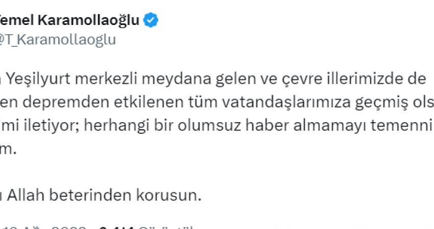 Saadet Partisi Genel Başkanı Temel Karamollaoğlu, “Malatya Yeşilyurt merkezli meydana