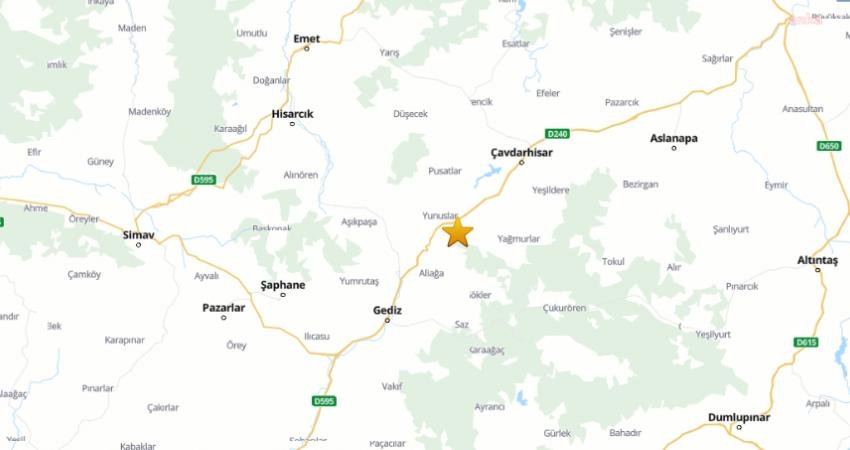 AFAD, Kütahya'nın Gediz ilçesinde saat 21.42'de 9,81 kilometre derinlikte ve