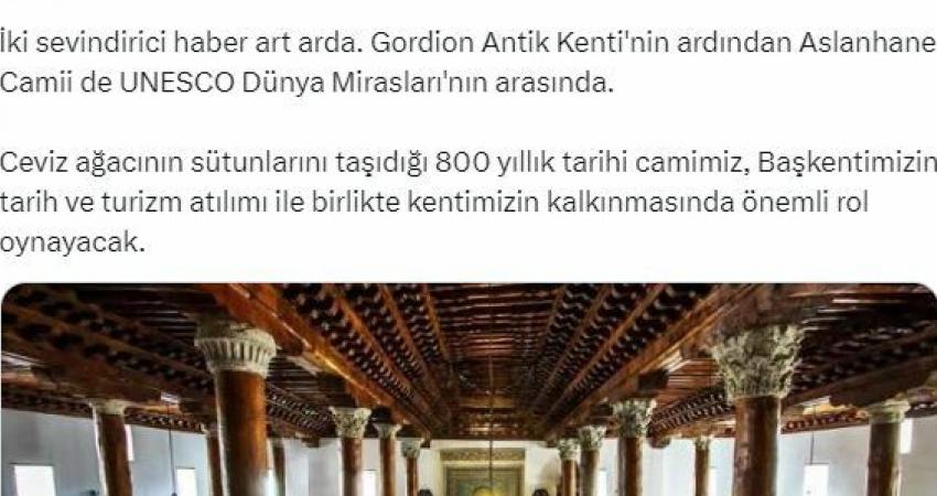 Başkent Ankara’ya Gordion’un ardından ikinci müjdeli haber Aslanhane Camii için
