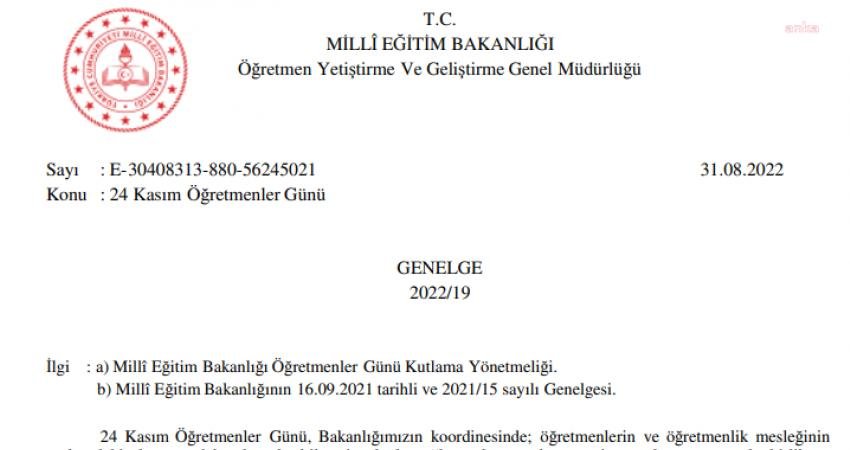 Milli Eğitim Bakanı Yusuf Tekin, 24 Kasım Öğretmenler Günü konulu