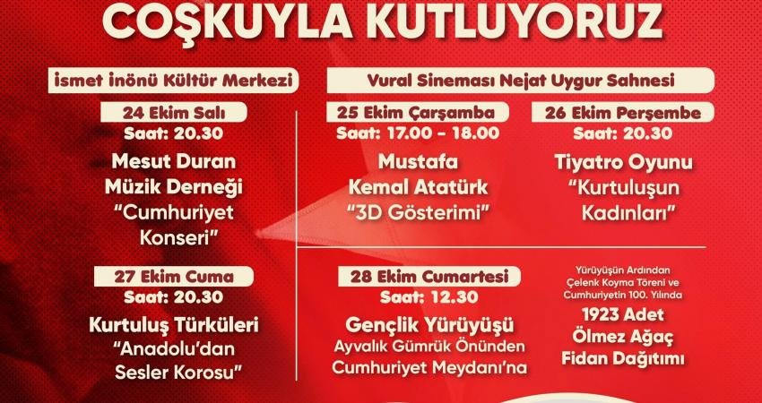 Ayvalık Belediyesi, Cumhuriyet’in 100. kuruluş yıl dönümünü törenlerle kutlamaya hazırlanıyor.