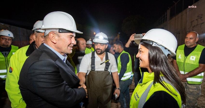 İzmir Büyükşehir Belediye Başkanı Tunç Soyer, Büyük Kanal hattında tıkanmaları