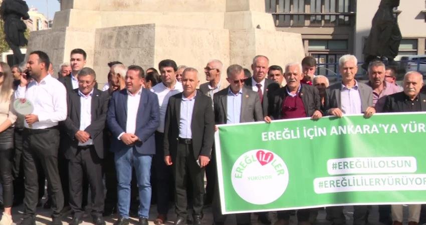 Konya Ereğlili yurttaşlar ilçelerinin il olması için bugün Ankara’ya yürüdüler.
