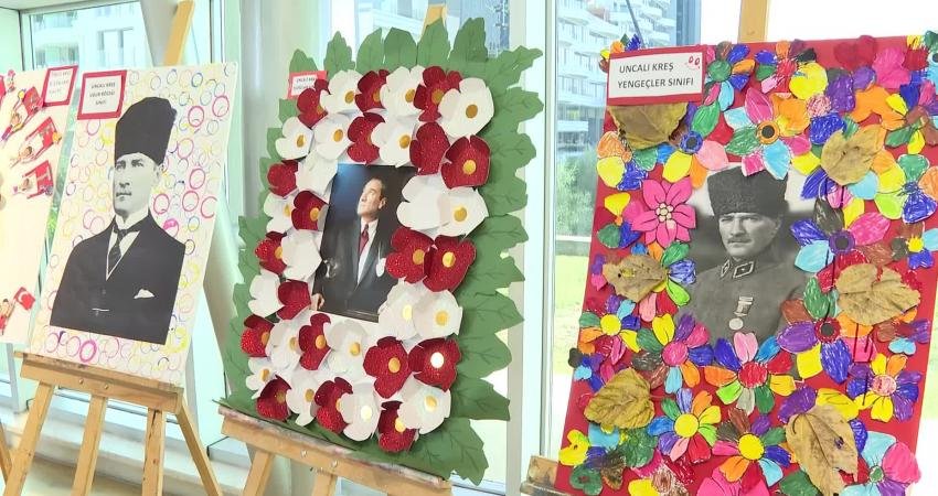 Konyaaltı Belediyesi kreşlerinde eğitim gören minik öğrencilerin yaptığı resimlerden oluşan