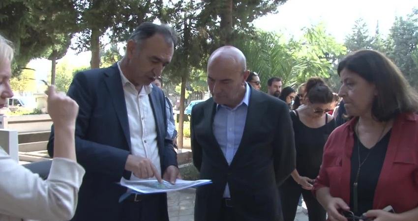 İzmir Büyükşehir Belediye Başkanı Tunç Soyer, Bornova Işıkkent Mezarlığı’nda başlatılan