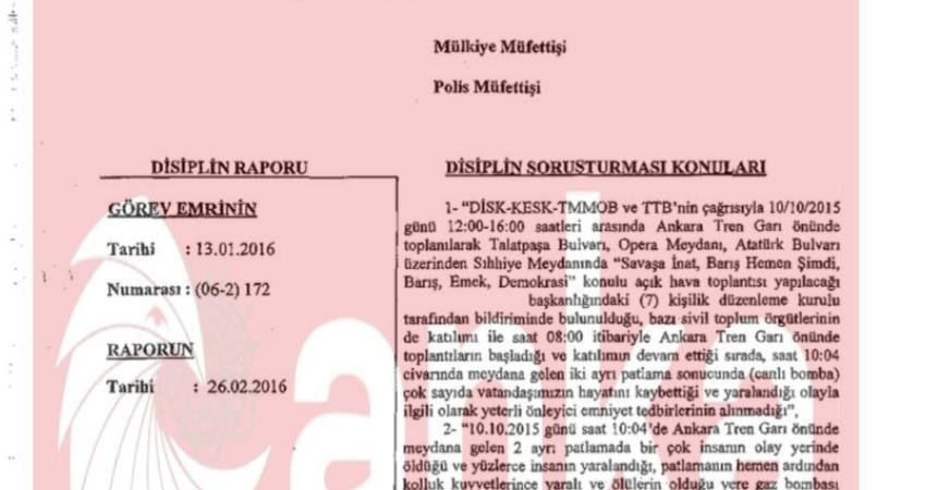 10 Ekim Ankara Gar Katliamında ihmali olduğu gerekçesiyle soruşturulan 11