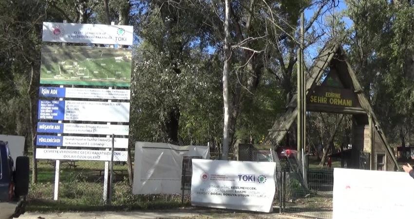 Edirne'de çevreciler, Söğütlük İzzet Arseven Kent Ormanı'na yapımı devam eden