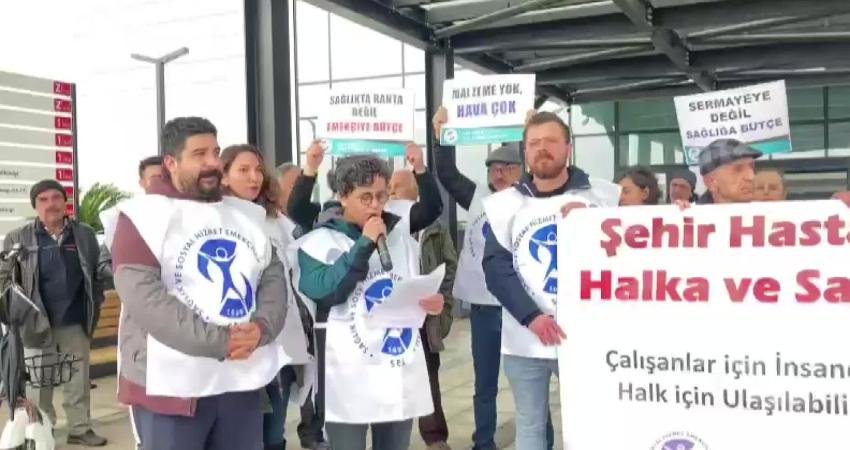 Sağlık Emekçileri Sendikası (SES) İzmir Şubeleri, Bayraklı Şehir Hastanesi’nde hastane
