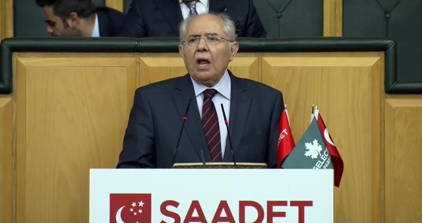 Saadet Partisi-Gelecek Partisi TBMM grup toplantısında konuşan Saadet Partisi Genel