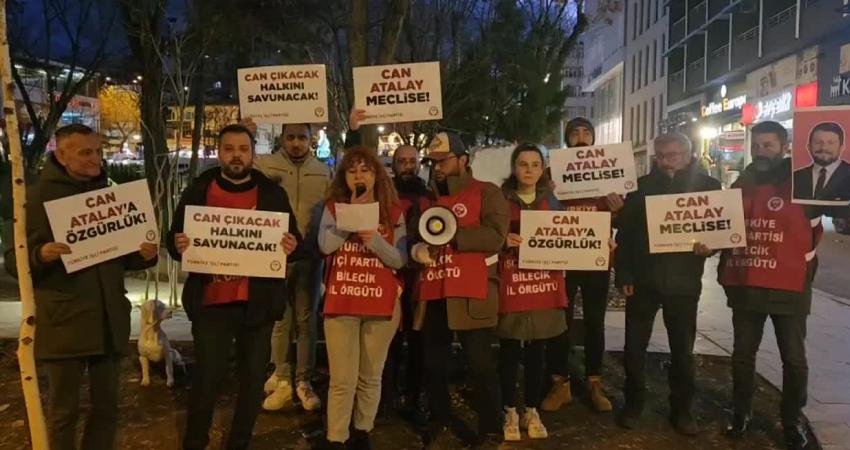 Bilecik’te Türkiye İşçi Partisi (TİP) üyeleri, tutuklu Hatay Milletvekili Can
