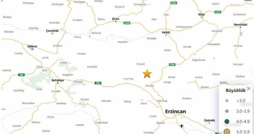 Gümüşhane’nin Kelkit ilçesinde, saat 01.15’te, 15.03 derinlikte, 4.3 büyüklüğünde deprem