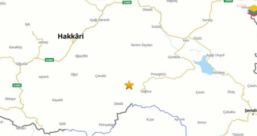 Hakkari’nin Yüksekova ilçesinde, bugün saat 19.37’de, 7 kilometre derinlikte, 4.4