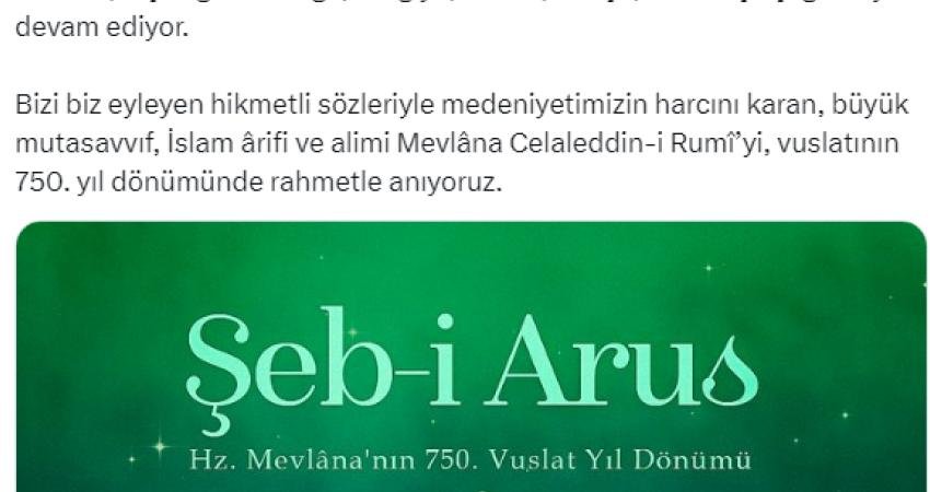 TBMM Başkanı Numan Kurtulmuş, Mevlânâ Celaleddin-i Rumi'nin ölümünün 750 yıl