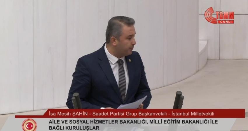 Saadet Partisi Grup Başkanvekili İsa Mesih Şahin, TBMM Genel Kurulu'nda,