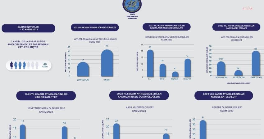 Türkiye Kadın Dernekleri Federasyonu’nun (TKDF) kadın cinayetlerine ilişkin verilerine göre;