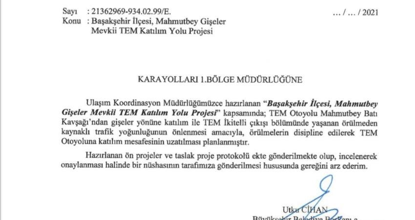 İstanbul Büyükşehir Belediyesi (İBB) Ulaşım Daire Başkanlığı’nın, sorumluluk alanında olmamasına