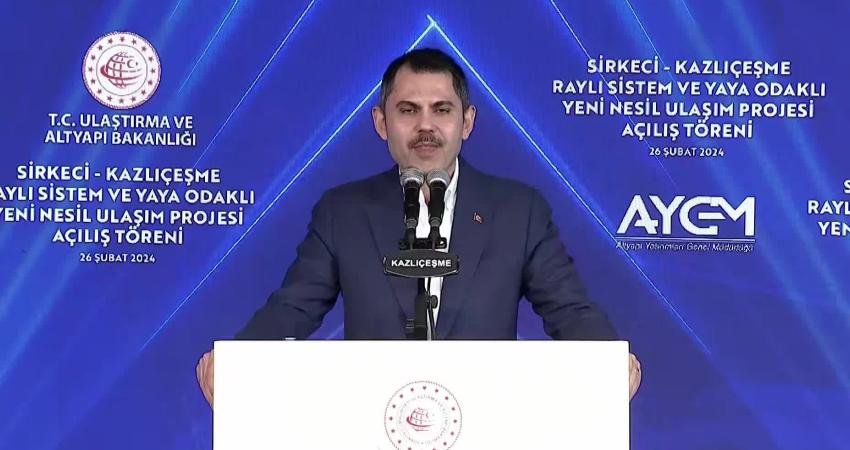 Sirkeci-Kazlı&ccedil;eşme Raylı Sistem t&ouml;reninde konuşan AKP’nin İBB Başkan adayı Murat
