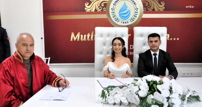 Çine Belediye Başkanı Mehmet Kıvrak, göreve geldikten sonraki ilk nikahını