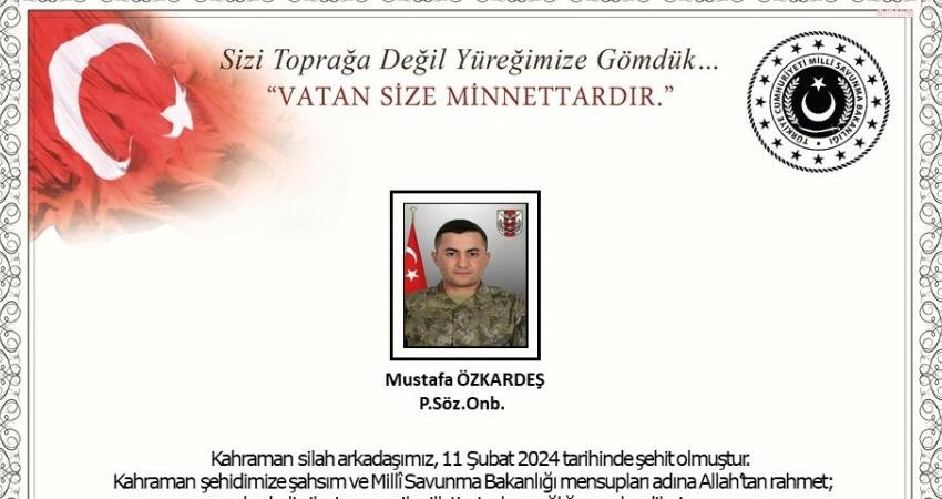 Milli Savunma Bakanlığı (MSB), Pençe-Kaplan Operasyonu bölgesinde meydana gelen araç