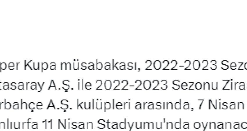 T&uuml;rkiye Futbol Federasyonu, (TFF) 30 Aralık 2023 tarihinde Suudi Arabistan’ın