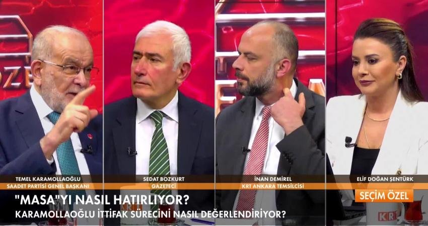 Saadet Partisi Genel Başkanı Temel Karamollaoğlu, KRT&rsquo;de katıldığı programda; &ldquo;Altılı