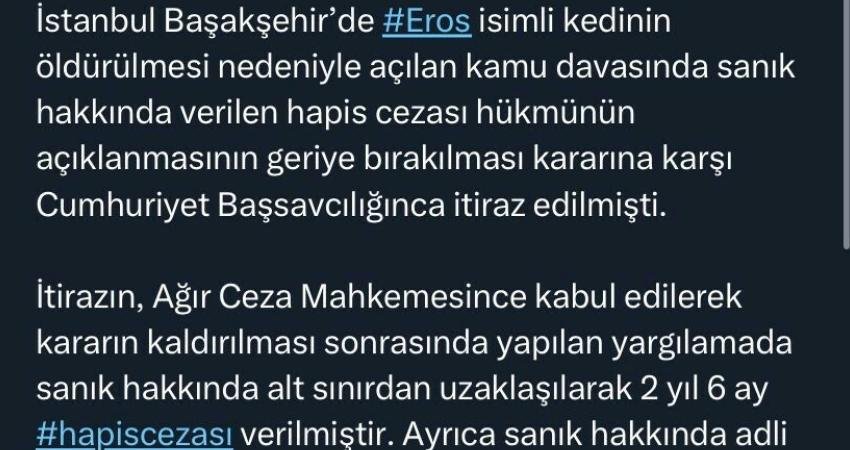 Hayvanlara y&ouml;nelik şiddette sembol dava olarak nitelenen Eros Davası’nda sanığa