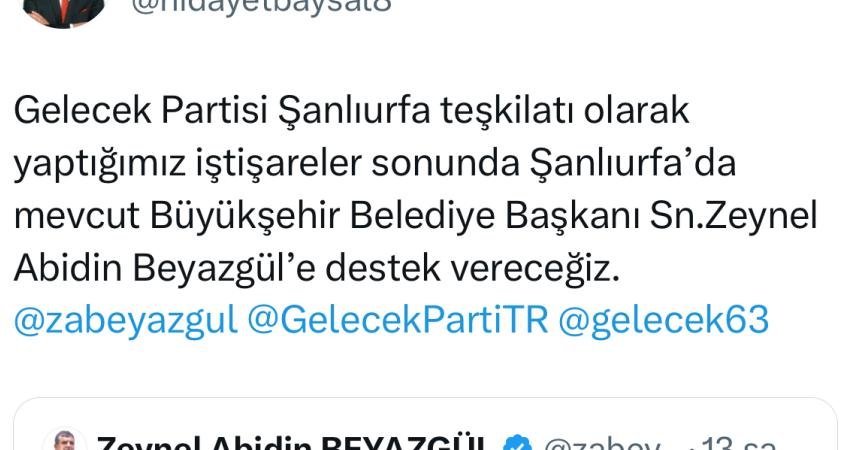 Gelecek Partisi, 31 Mart Yerel Se&ccedil;imlerine 10 g&uuml;n kala Şanlıurfa’da