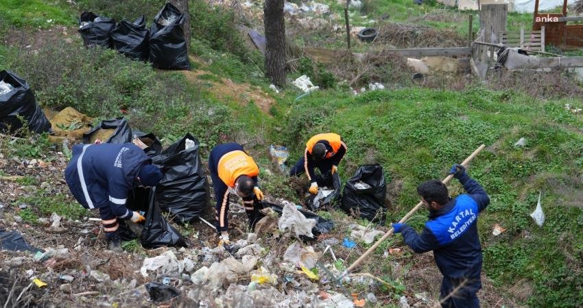 Kartal Belediyesi Temizlik İşleri M&uuml;d&uuml;rl&uuml;ğ&uuml; ekipleri, Aydos Ormanı&rsquo;nda temizlik &ccedil;alışması