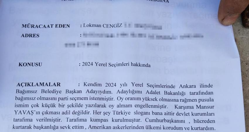 Ankara Büyükşehir Belediye Başkanlığı için bağımsız aday olan Lokman Cengiz,