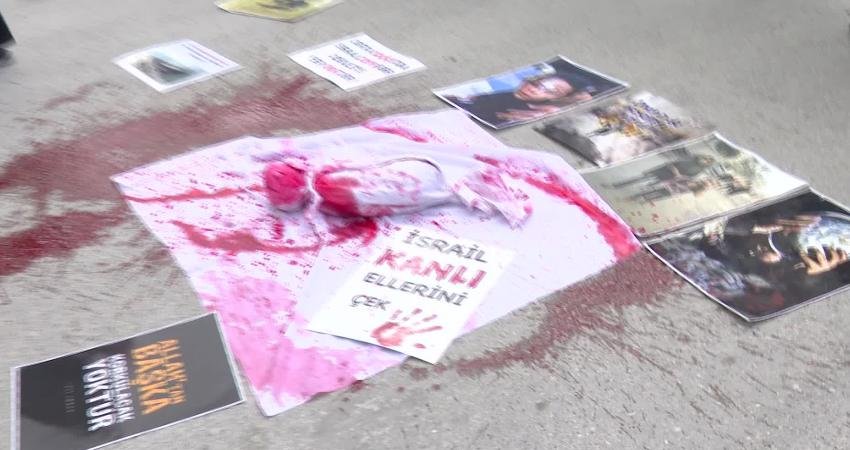 Ankara’da Ticaret Bakanlığı Önünde ‘İsrail’ Protestosu İsrail’in Gazze’deki işgal ve katliamları ile Türkiye’nin İsrail ile ticaretini